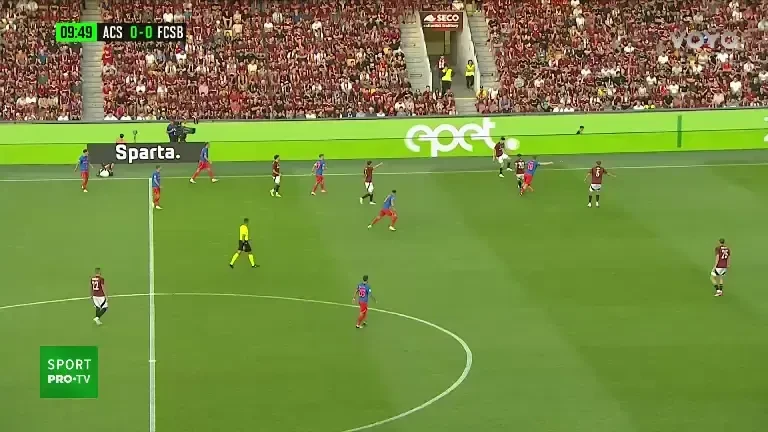 Sparta Praga - FCSB (min. 10). Șut ratează o ocazie uriașă