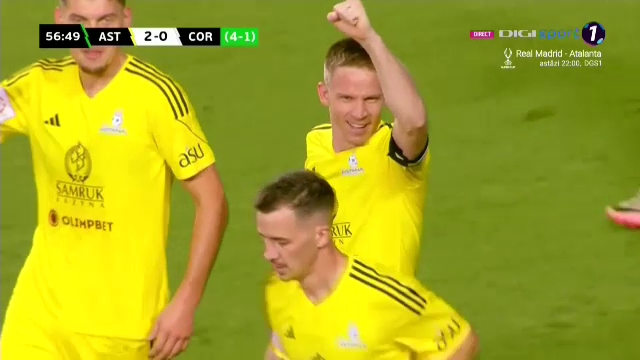 FC Astana - Corvinul 6-1. Hunedorenii părăsesc cupele europene cu o înfrângere dură_2