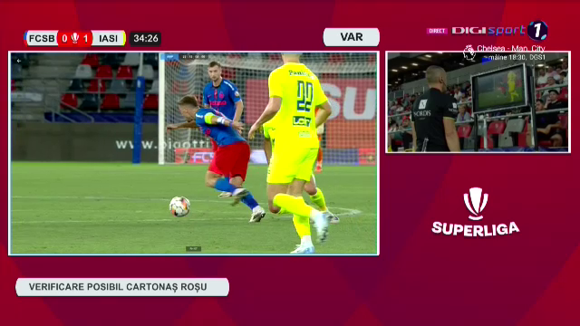 Greșeală uriașă! Darius Olaru, eliminat în prima repriză a meciului FCSB - Poli Iași_5