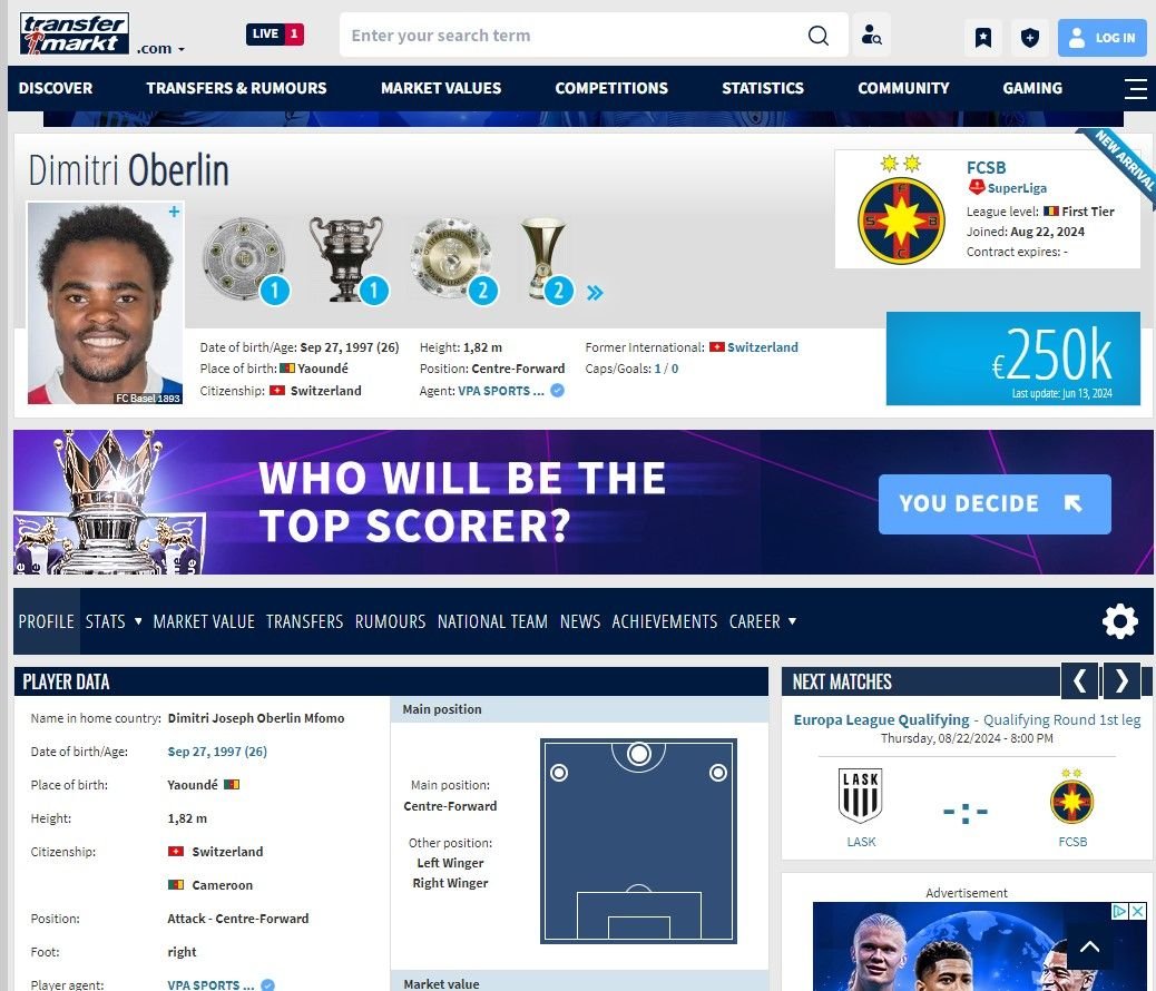 Transfermarkt anunță transferul atacantului campion cu Bayern Munchen la FCSB chiar înaintea meciului de azi cu LASK Linz!_2