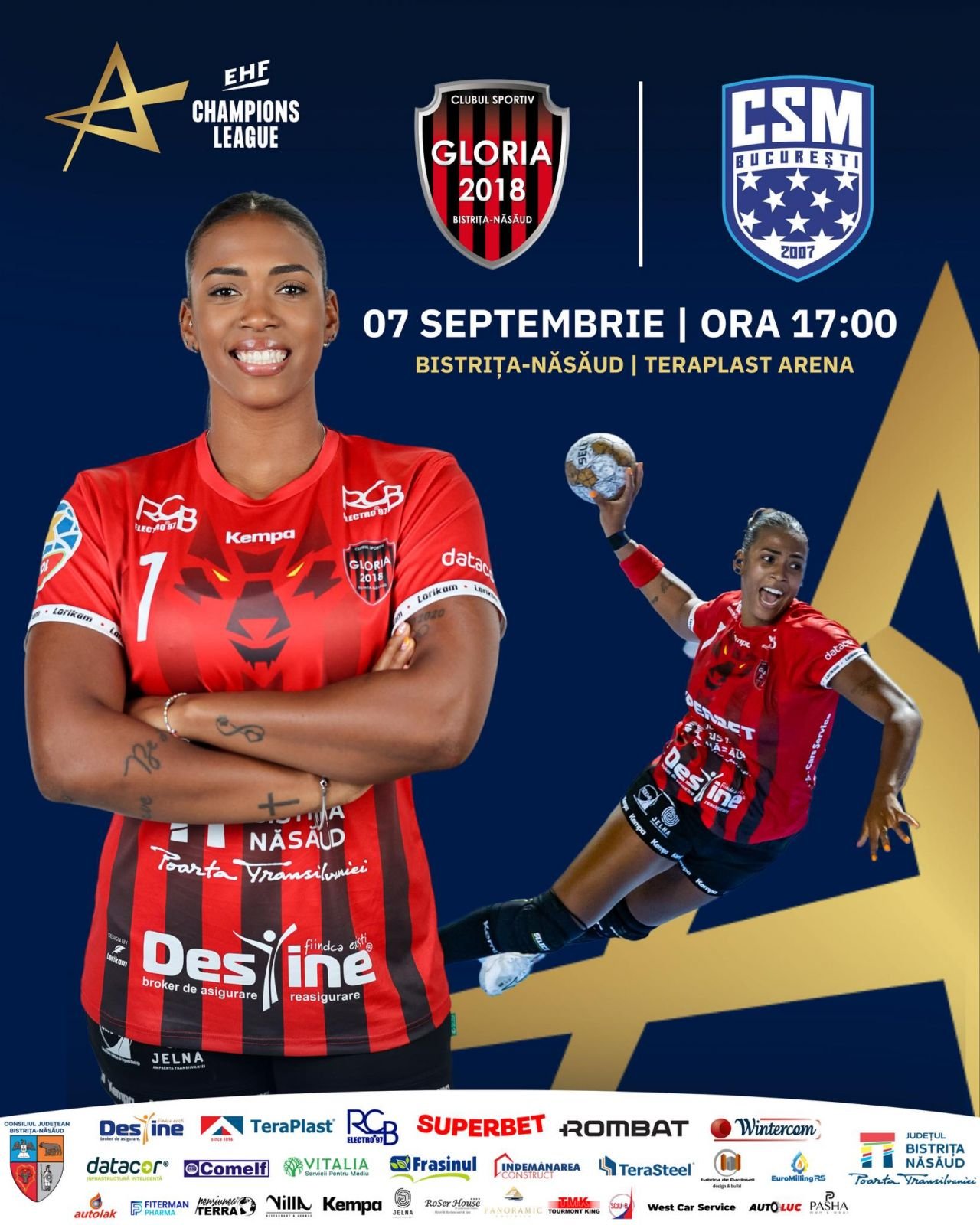 Gloria Bistrița-Năsăud - CSM București 30-26, în EHF Champions League! Ardelencele le-au spulberat visele europene 