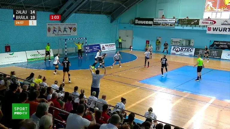HC Zalău - HC Dunărea Brăila 25-40, ultimele 5 minute din prima repriză