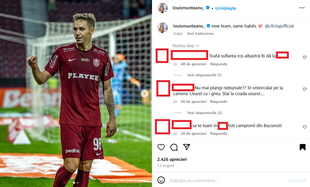 Mesaje oribile primite de Louis Munteanu. Val de jigniri și amenințări după meciul cu FCSB_9