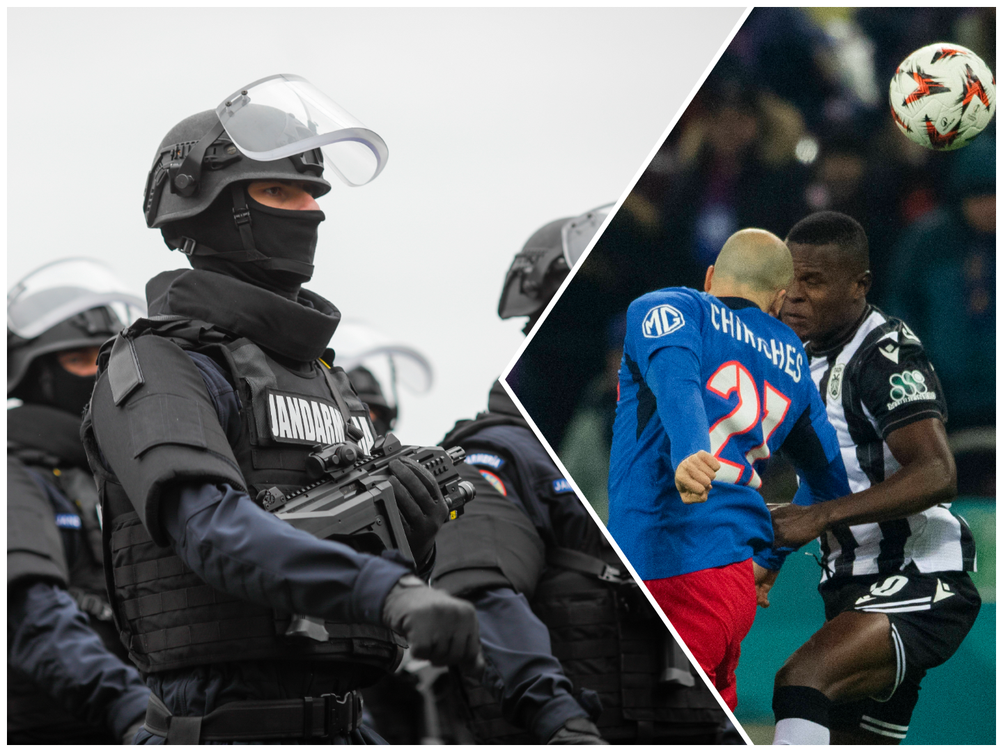 Jandarmeria Rom&amp;acirc;nă i-a verificat la s&amp;acirc;nge pe fanii greci la FCSB - PAOK! Ce au găsit forțele de ordine