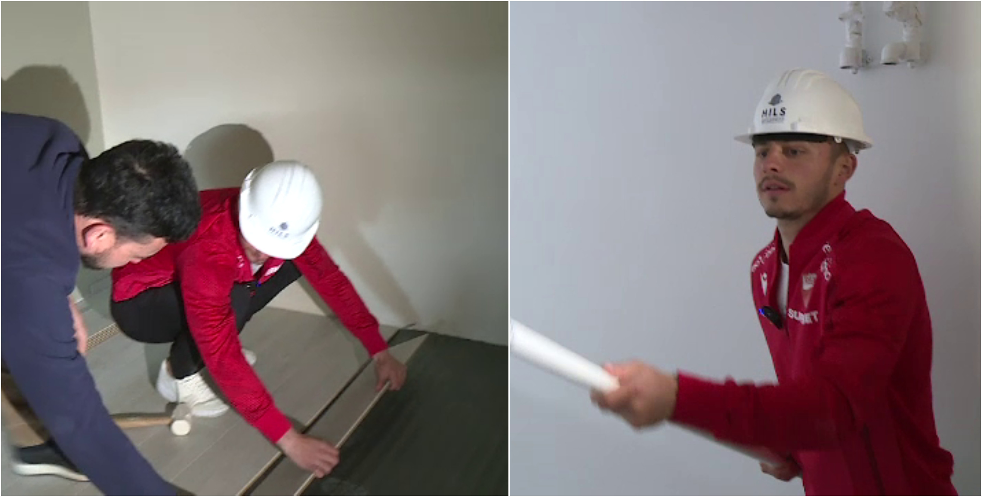 Imagini de senzație cu jucătorii lui Dinamo pe șantier! Au zugrăvit și au pus parchet