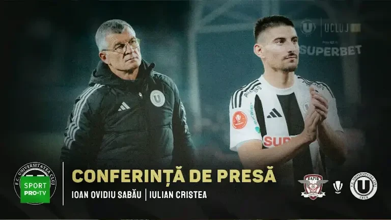 Conferință Ioan Ovidiu Sabău și Iulian Cristea, înainte de Rapid - U Cluj (17/04/2025)