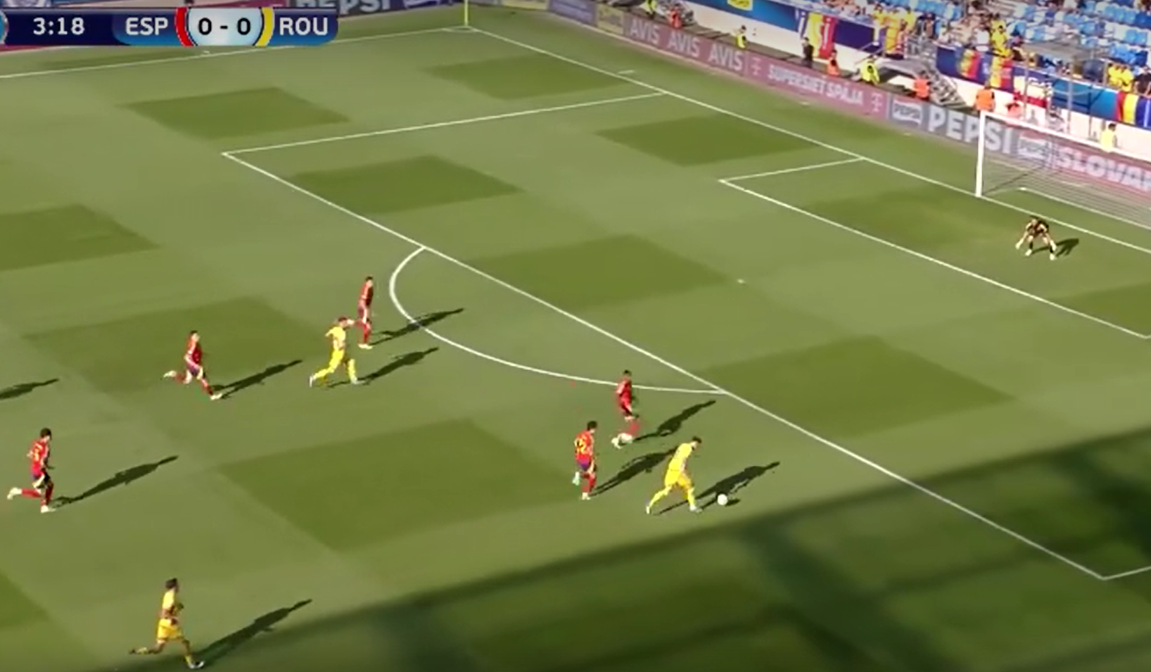 Golazo a la Louis Munteanu! Rom&acirc;nia a deschis scorul cu Spania &icirc;n urma unei reușite incredibile