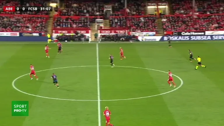 Play-off Europa League | Aberdeen - FCSB. GOOOL FCSB (minutul 32)