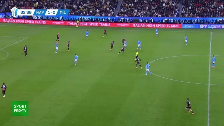 Supercupa Italiei | Napoli - Milan 2-0 a fost exclusiv pe VOYO: Rasmus Hojlund &icirc;nscrie dintr-un unghi &icirc;nchis