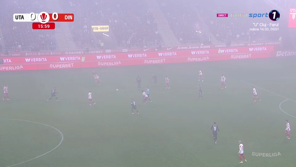 ACUM: UTA - Dinamo 0-0 | Ceață și la Arad
