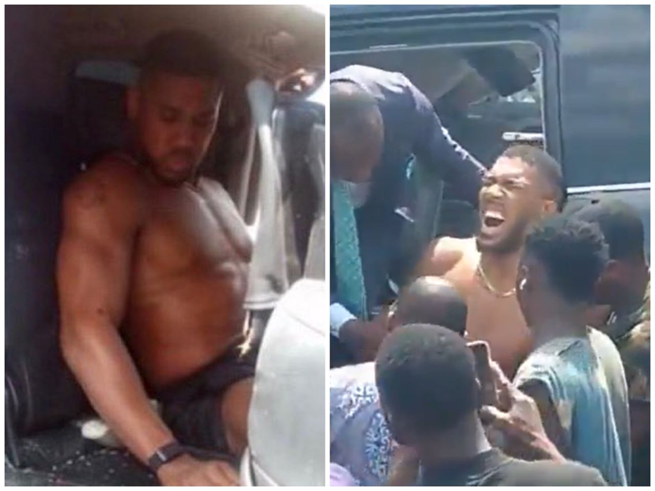 Anthony Joshua fără tricou, amețit și înconjurat de cioburi de sticlă după accident Anthony Joshua cu victime accident și starea boxerului stabilă | sursa foto: Sport.ro Anthony Joshua fără tricou, amețit și înconjurat de cioburi de sticlă după accident Anthony Joshua cu victime accident și starea boxerului stabilă | sursa foto: Sport.ro