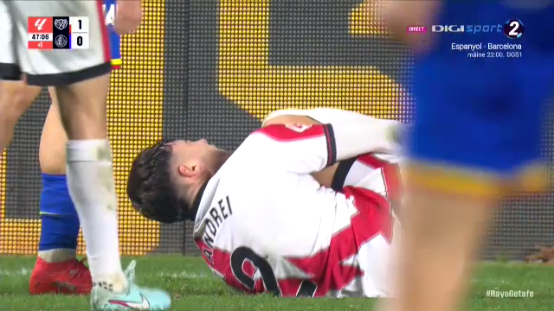 Emoții pentru Mircea Lucescu! Andrei Rațiu s-a accidentat și a fost schimbat &icirc;nainte de pauză &icirc;n Rayo Vallecano - Mallorca