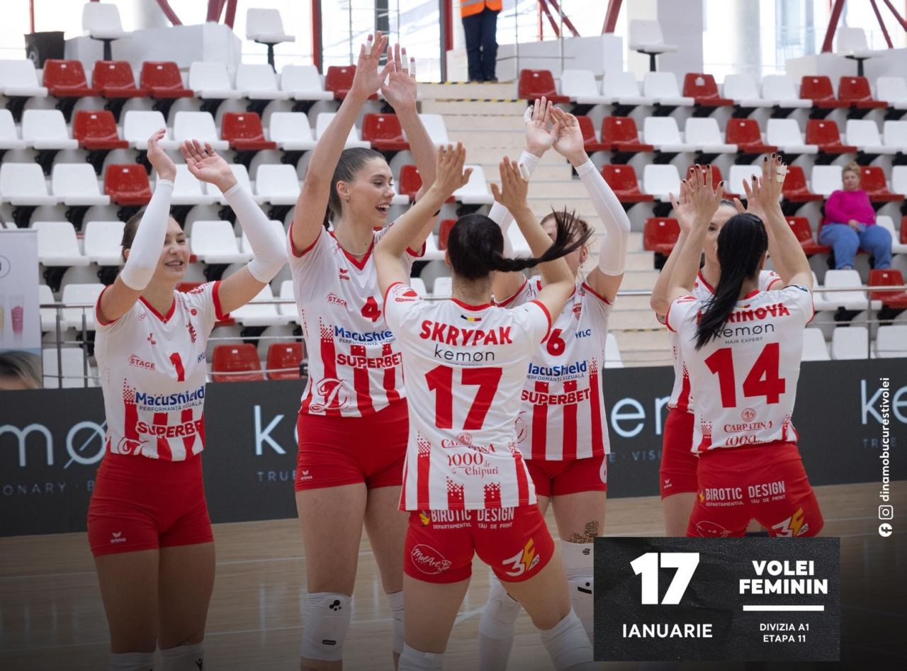 Cristina Miron în acțiune la fileu, marcând punct decisiv pentru Dinamo volei feminin în meciul contra campioanei Blaj. | sursa foto: Sport.ro Cristina Miron în acțiune la fileu, marcând punct decisiv pentru Dinamo volei feminin în meciul contra campioanei Blaj. | sursa foto: Sport.ro