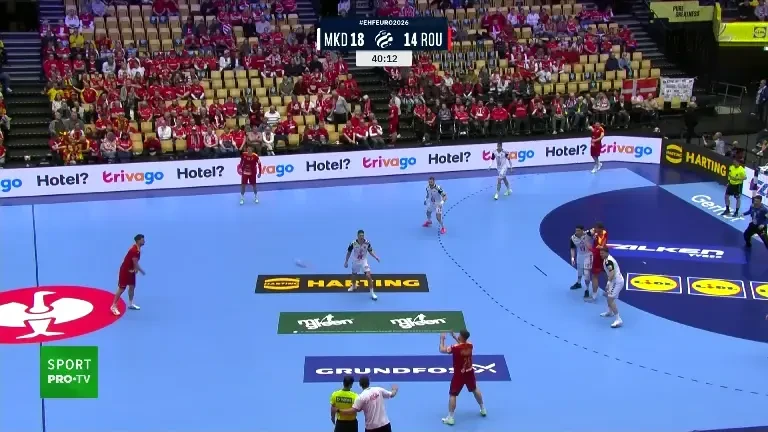 România - Macedoania de Nord 15-18. Alexandru Andrei înscrie, iar diferența rămâne de doar trei goluri.