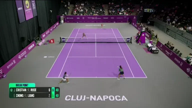 Mingea de meci prin care Jaqueline Cristian și Gabriela Ruse s-au calificat în semifinalele Transylvania Open 2026 (VOYO)