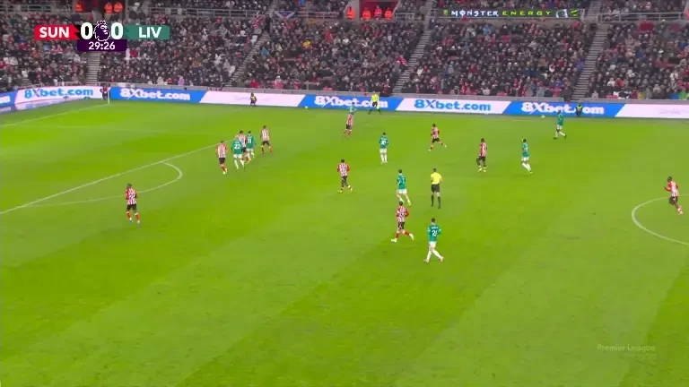 Sunderland - Liverpool, VOYO. Wirtz, șut periculos (minutul 30)