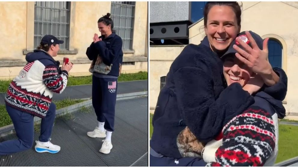 Sportiva a îngenuncheat în fața iubitei și a cerut-o de nevastă! Motivul special pentru care a ales să facă asta la Jocurile Olimpice de Iarnă