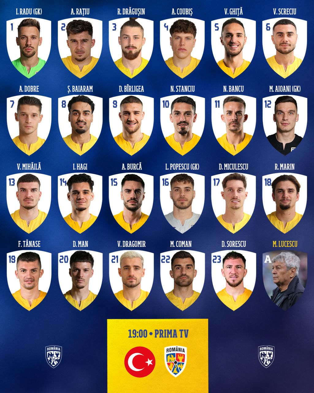 Turcia - România 0-0, ACUM. Repriză peste așteptări pentru tricolori: Ianis Hagi, cea mai mare ocazie! 31 romania lot cu turcia