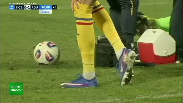 Secundul naționalei Kosovo U21, eliminat în meciul cu România U21 (VOYO)