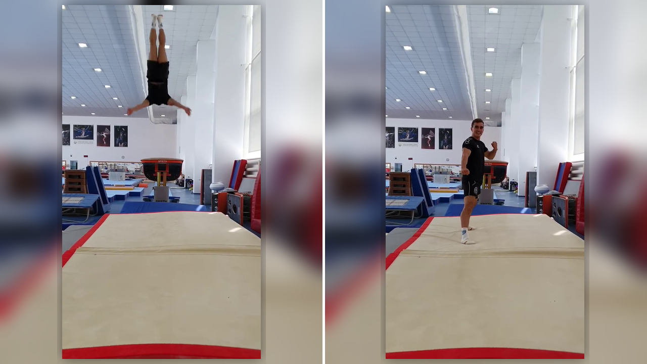 Marian Drăgulescu demonstrează și la 45 de ani că e ”regele săriturilor”. Filmare inedită cu fostul mare gimnast român