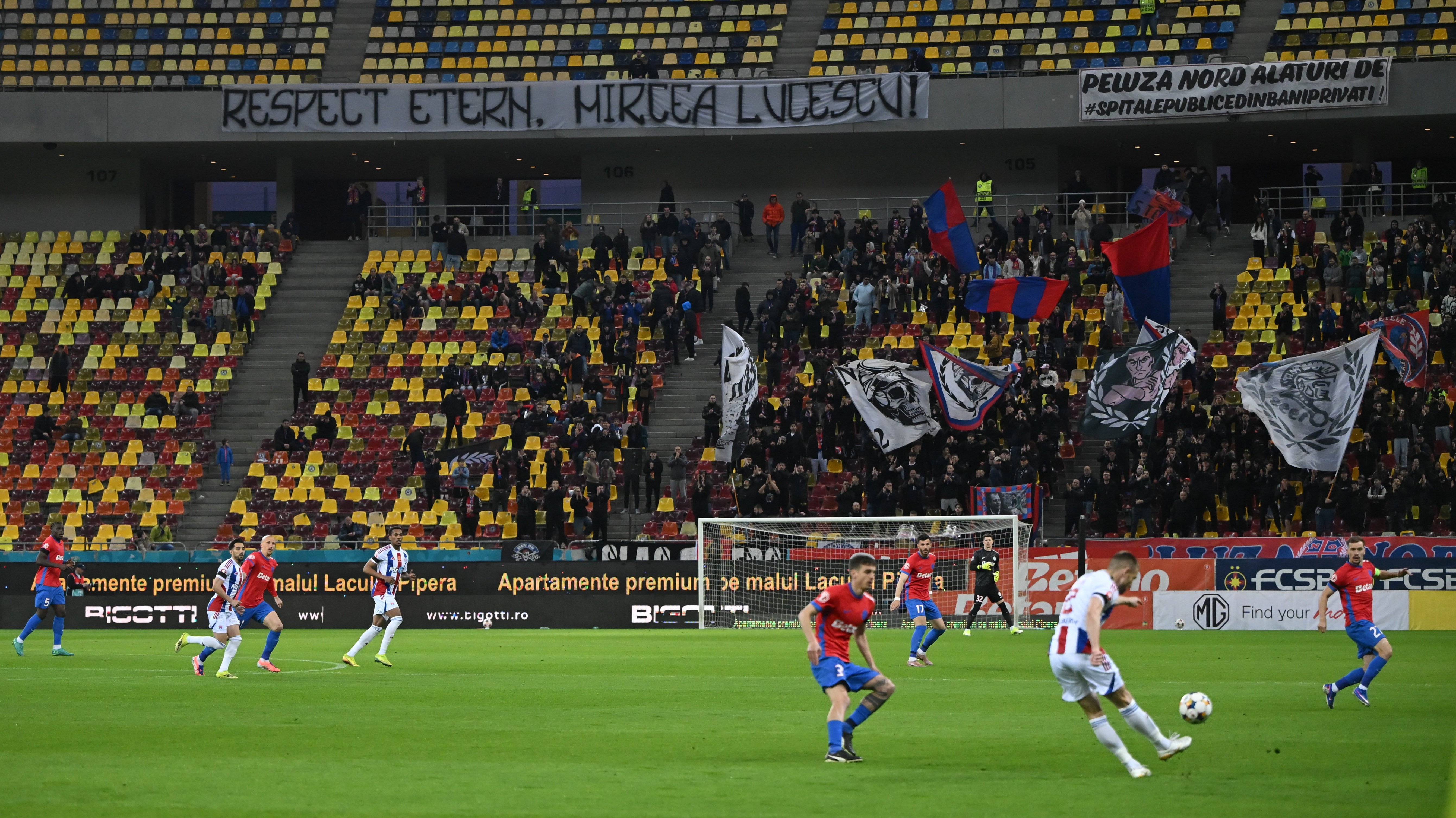 Moment rușinos la FCSB - Oțelul! Ce s-a întâmplat la momentul de reculegere dedicat lui Mircea Lucescu a umbrit spectacolul de fotbal