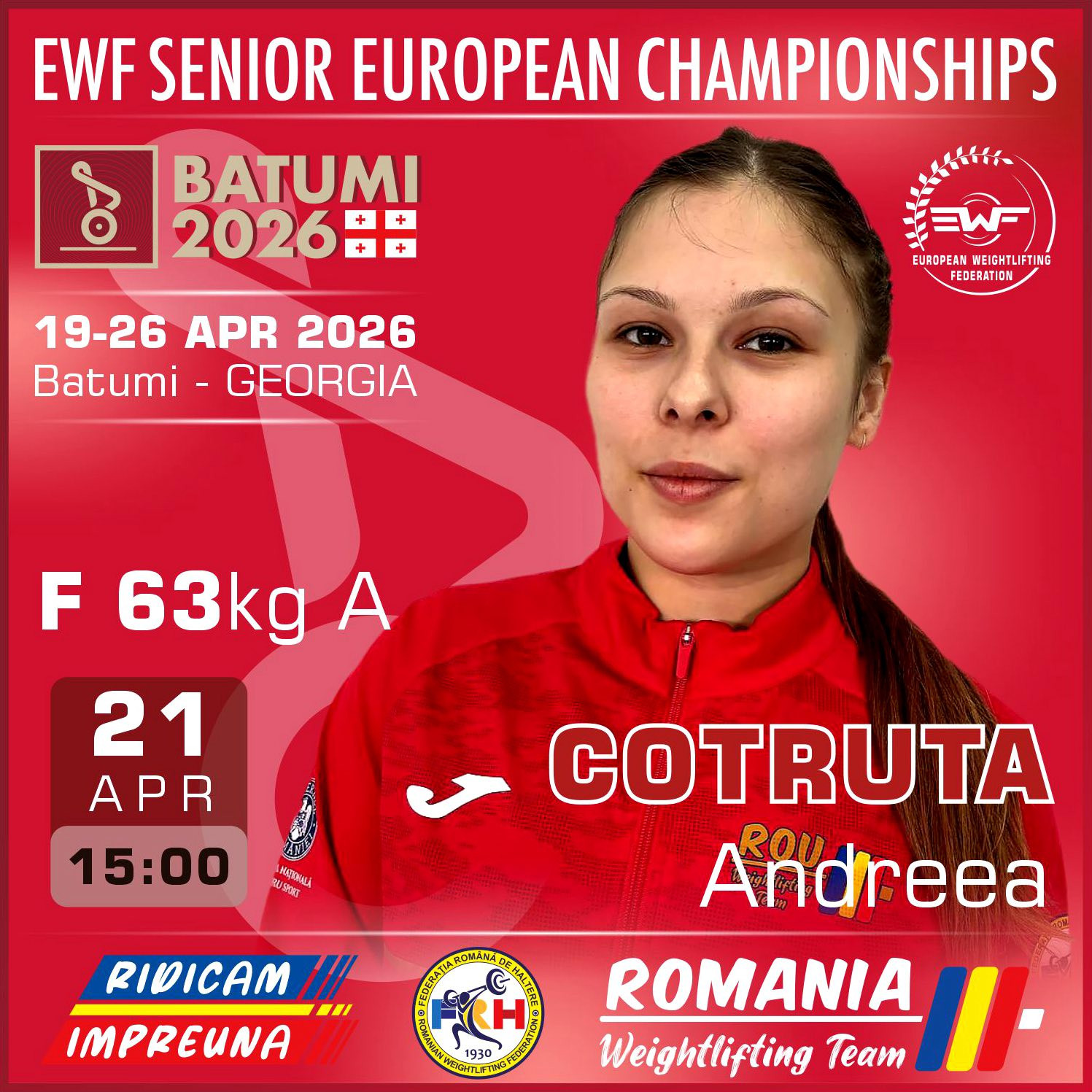 Andreea Cotruța, încântătoare la Europenele de Haltere de la Batumi (VOYO). Românca a cucerit medalie de argint