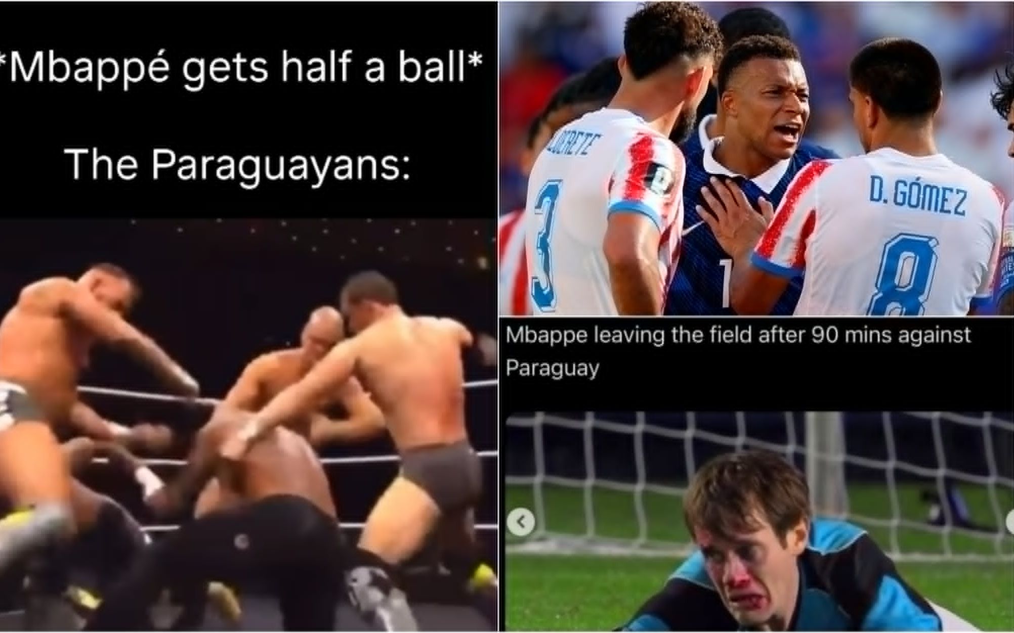 "S-a jucat fotbal sau UFC?" Cele mai tari meme-uri după Paraguay - Franța. Mbappé "a supraviețuit unei tentative de asasinat în direct"