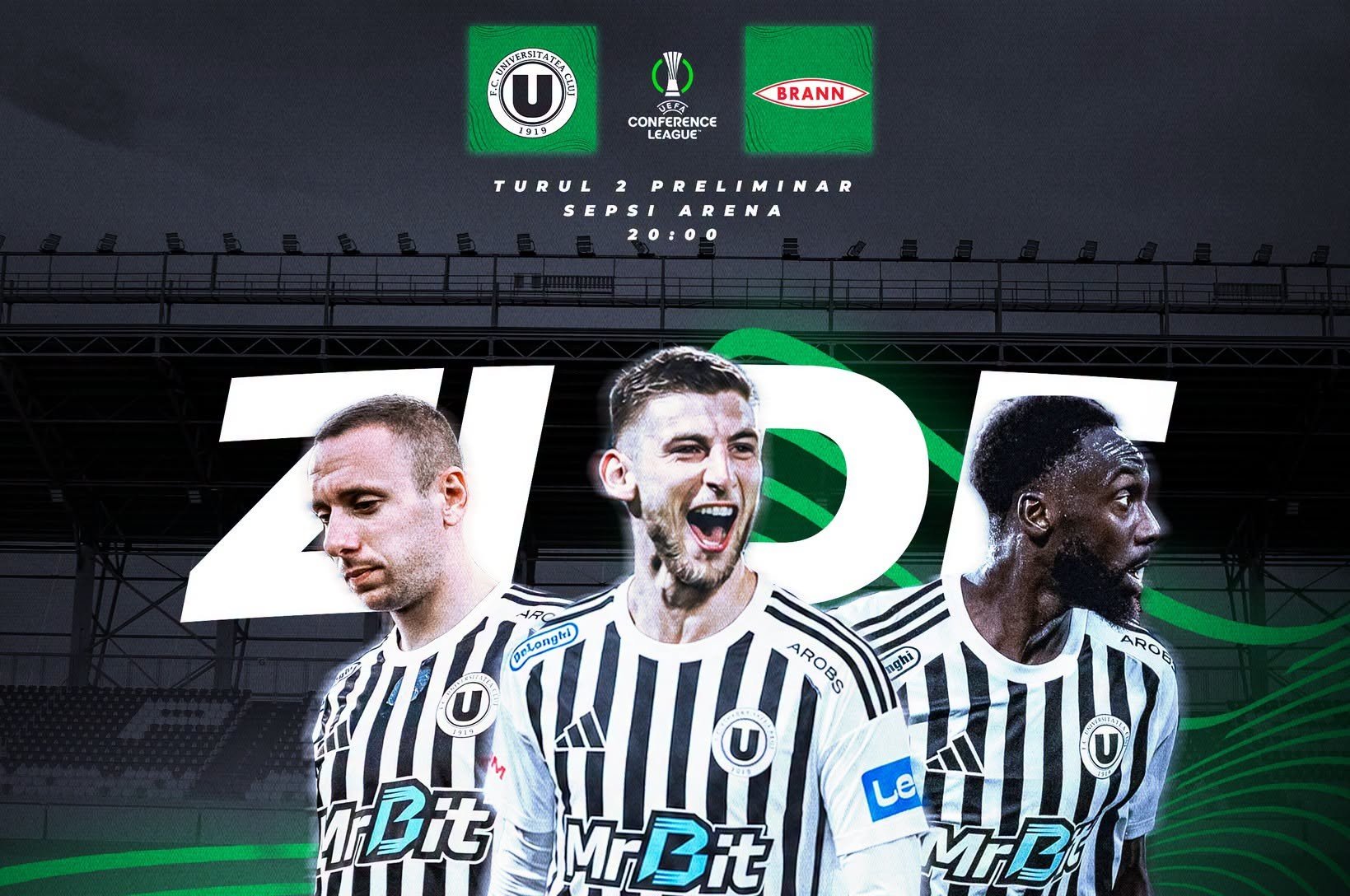 U Cluj - SK Brann în turul 2 preliminar Conference League, de la 20:00! Bergodi a rămas fără un om de bază