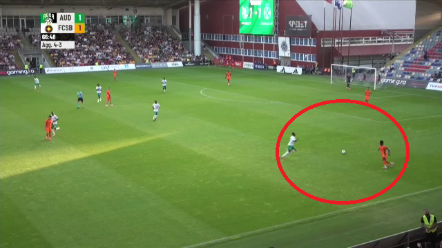 FCSB, gafă impardonabilă în defensivă. Faza prin care Auda a înscris golul 2 la Riga
