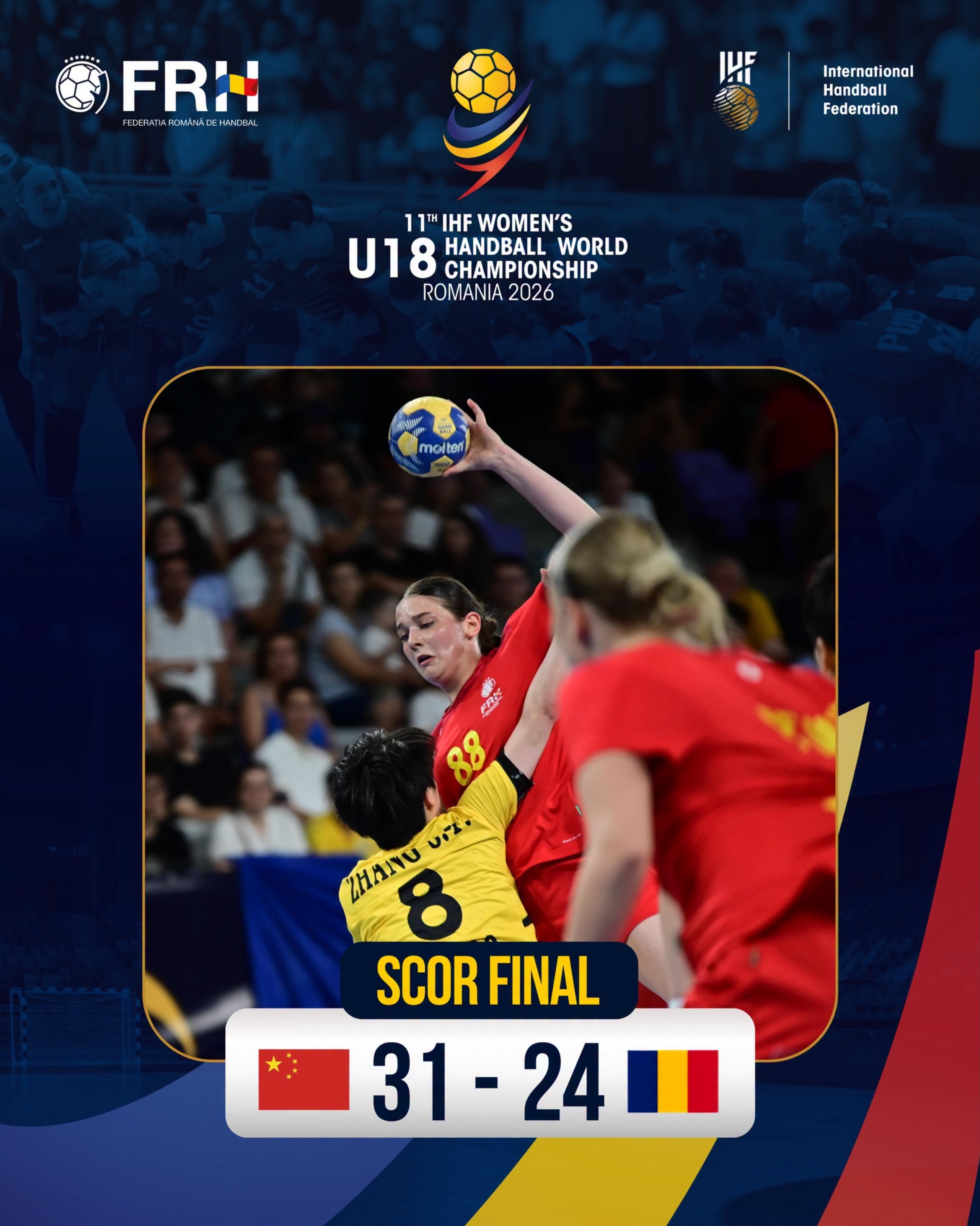 România, înfrângere dureroasă în fața Chinei la Campionatul Mondial U18 de la Piteşti
