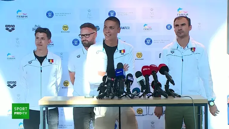 David Popovici, declarații la revenirea în România după C.E. de natație de la Paris (17 august 2026)