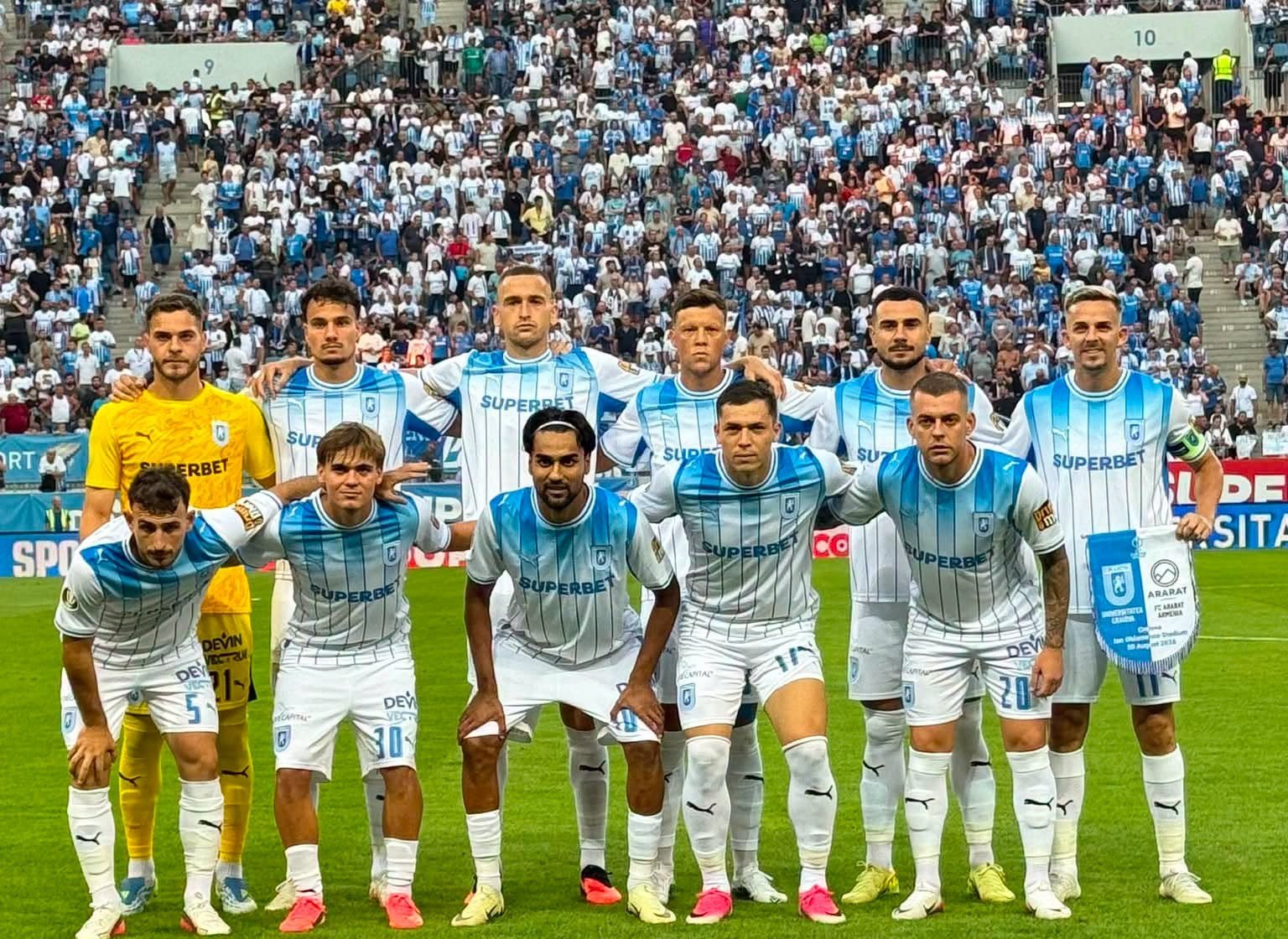 Universitatea Craiova - Ararat-Armenia pentru Europa League ACUM! Meciul e LIVE pe PRO ARENA și VOYO SPORT 1
