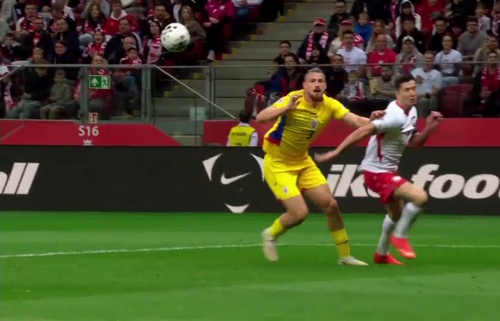 Radu Drăgușin, eliminare controversată în Polonia - România! Lewandowski a transformat lejer un penalty