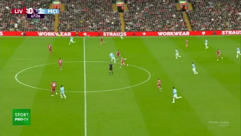 Jeremy Doku, gol în Liverpool - Manchester City (min. 68)