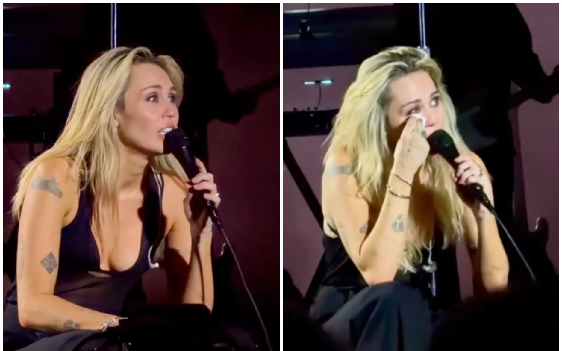 Miley Cyrus a izbucnit în lacrimi în timpul unui concert. Ce le-a mărturisit artista spectatorilor VIDEO